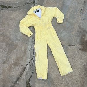 YELLOW JUMPSUIT 🍋 70s Style Fera Brand Romper ! Outdoor Industrial Nature Piece